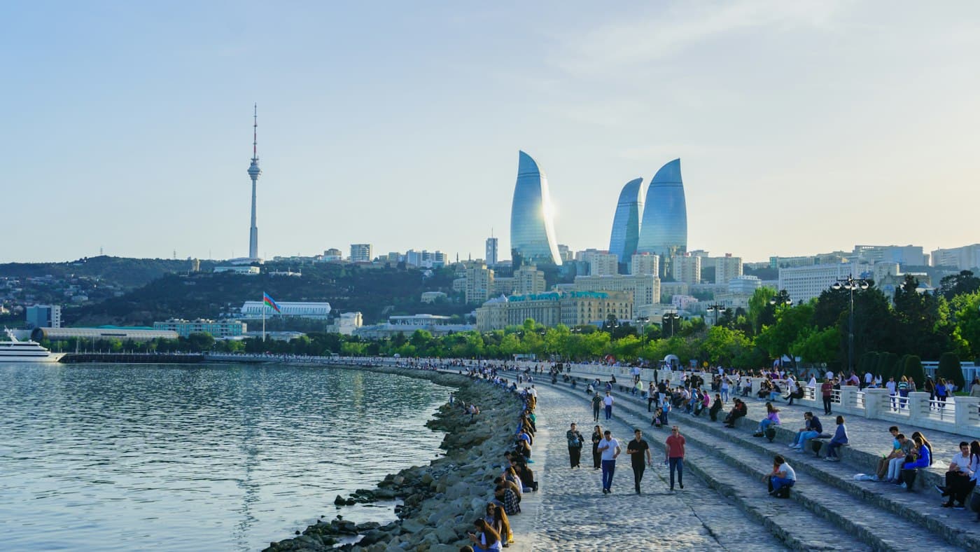 Baku skyline from the Caspian boulevard